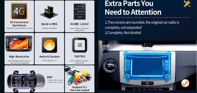 2Din VW Car Radio Passat B6 Android Multimedia Android 10 Vw Golf Radio Ai Voice Contro