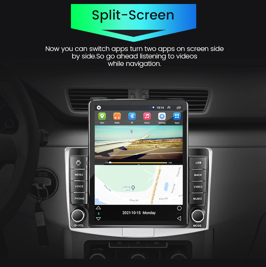 Universal Android Auto Car Radio 9.5'' Vertical Screen FM IPS Carplay MP5 Car Player
