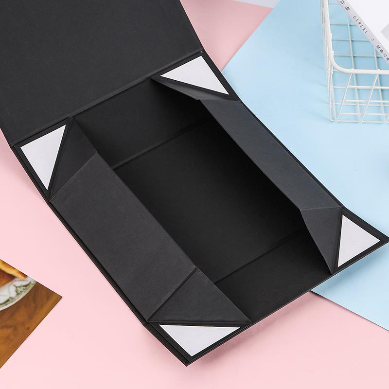 Custom Order Accepted Luxury Folding Black Magnetic Gift Box with Logo and Ribbon