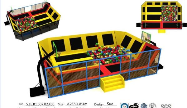 97M2 Chinese Indoor Kids& Adults Trampoline with Foam Pit/ Basketball Game Funny