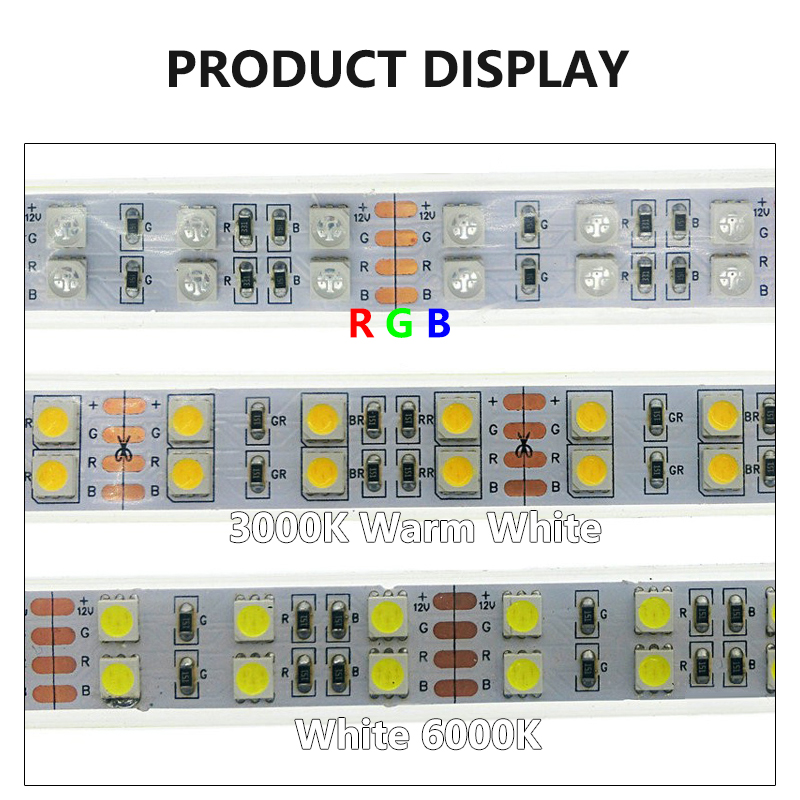Double Row Flexible LED RGB Strip Light SMD 5050 120LEDs/M For Landscape Lighting