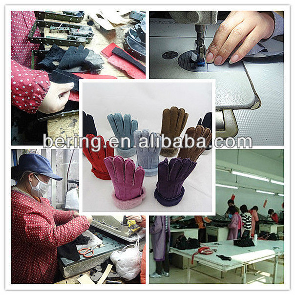 women winter warm deer leather gloves