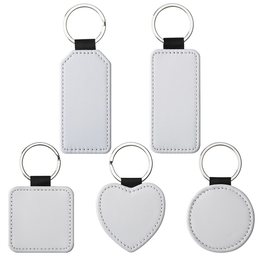  Custom Printing PU Leather Sublimation Keychain Blanks Heat Transfer Key Rings Manufactures