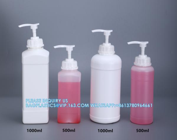 1L Plastic HDPE Bottle For Shampoo Hair Liquid Packaging With Pump Lid PUMP