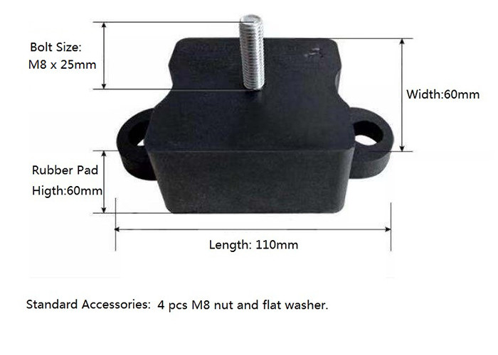 ODM HVAC Rubber Anti Vibration Pads Mounting M8 X 25mm Black