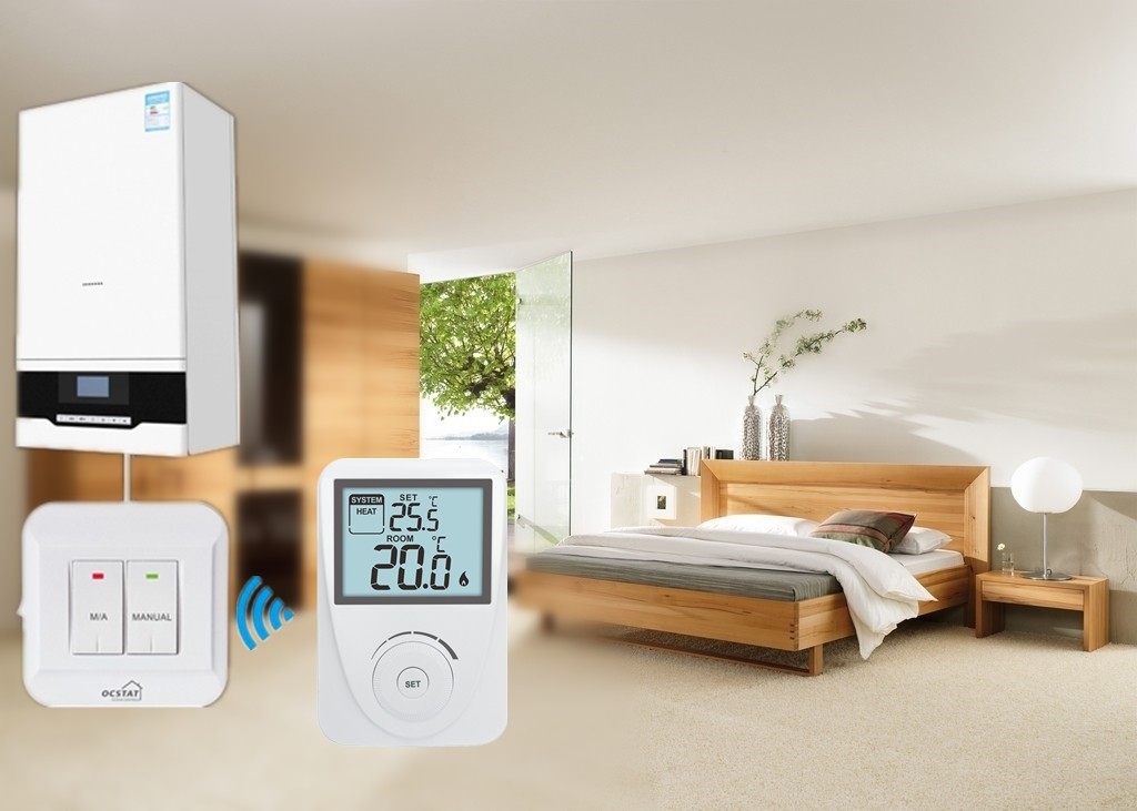 230V 6A Digital Wireless Boiler Thermostat For Hotel Home