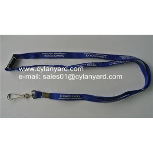 Printed polyester neckstraps with metal sheet crimp and J hook