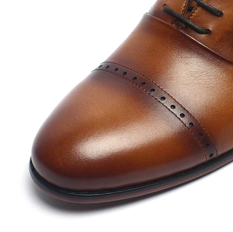 Fashionable Tan Lace Up Mens Leather Dress Shoes