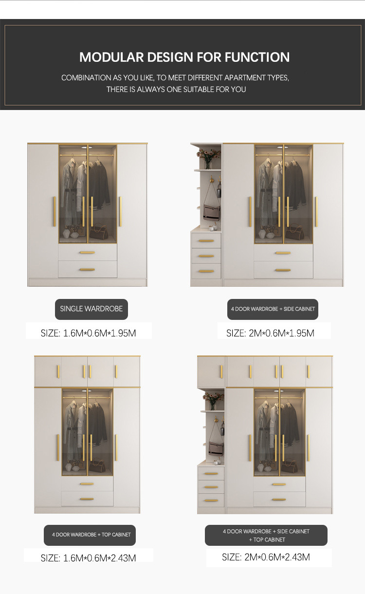 Multispace Bedroom Storage Wardrobe With Mirror Hinged Door