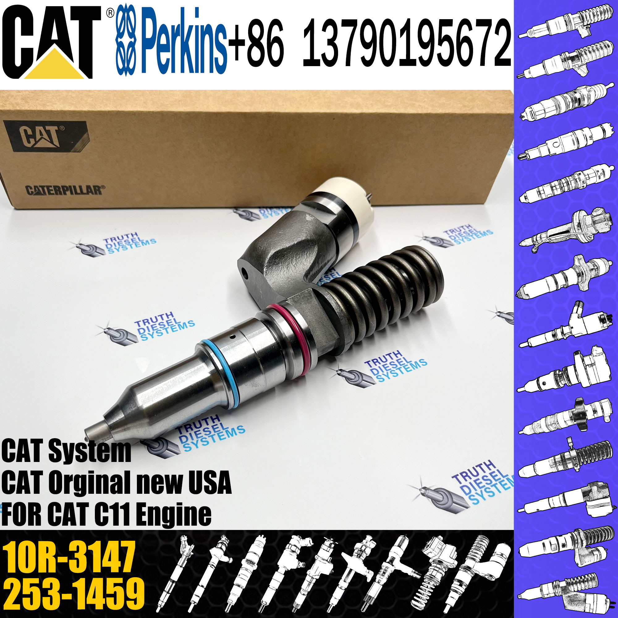 Cat Injectors C11 C13 Engine Fuel Injector 249-0712 10R-3147 10R-1305 249-0708 For Caterpillar Diesel Injector