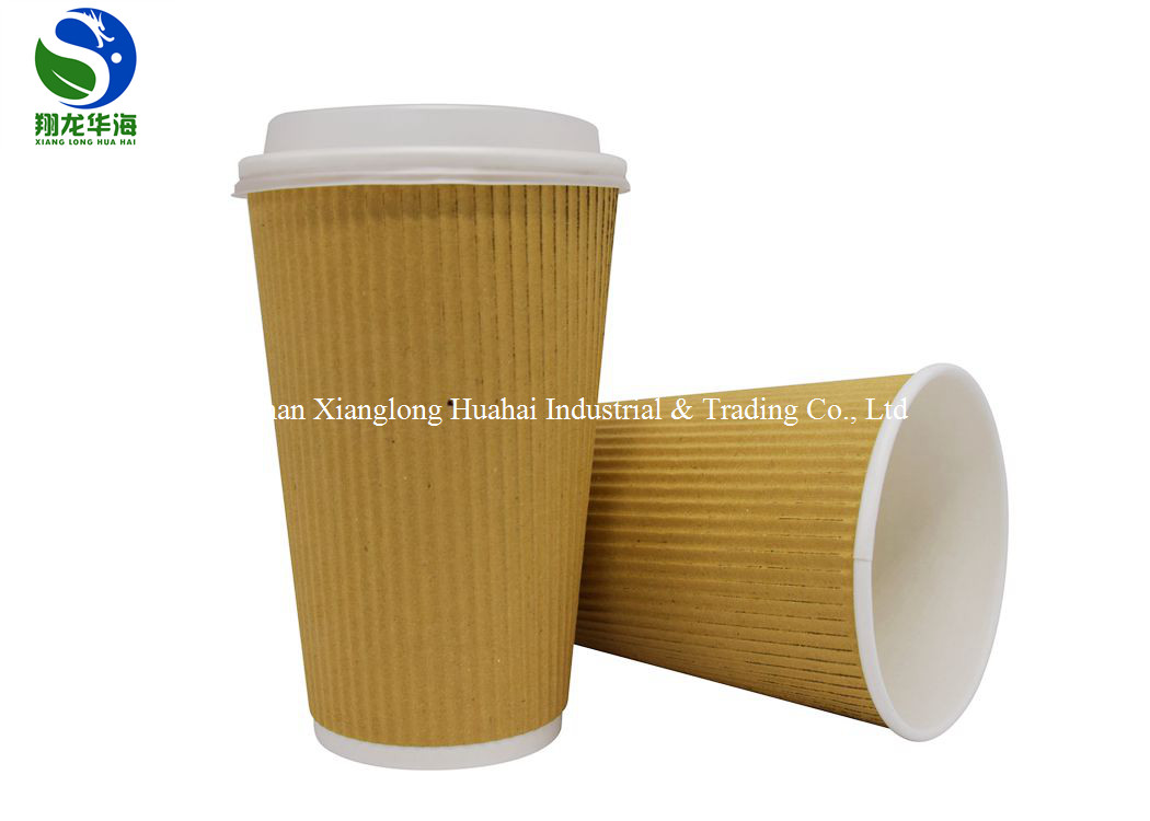 Compostable Laminated Ripple PLA Coated Paper Cup Custom Hot Insulated Coffee Cups