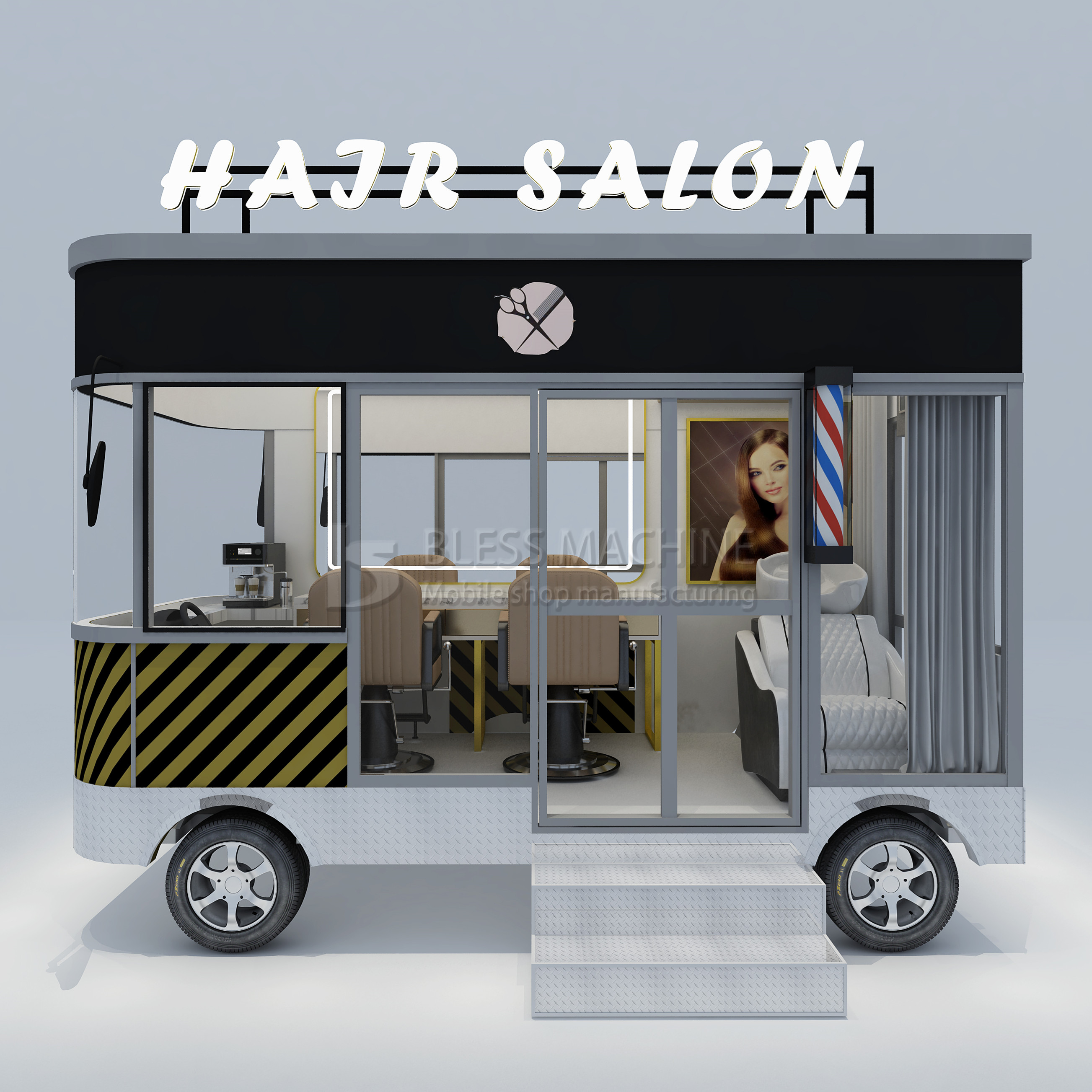 85kms per hr Machinery Function Leisure Fast Food Equipment Mobile Catering Van Trailer