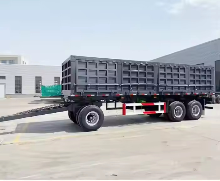 CIMC 3 Axle Draw Bar Side Dump Full Trailer 40-100 Tons Drawbar Towing Dolly Full Truck Trailer
