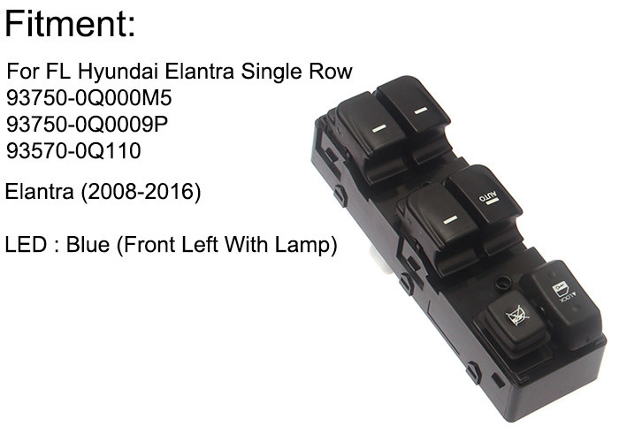Auto Power window single row switch for Hyundai celesta Front Left with light 2008-2016 OE 93750-0Q000M5,93570-0Q110