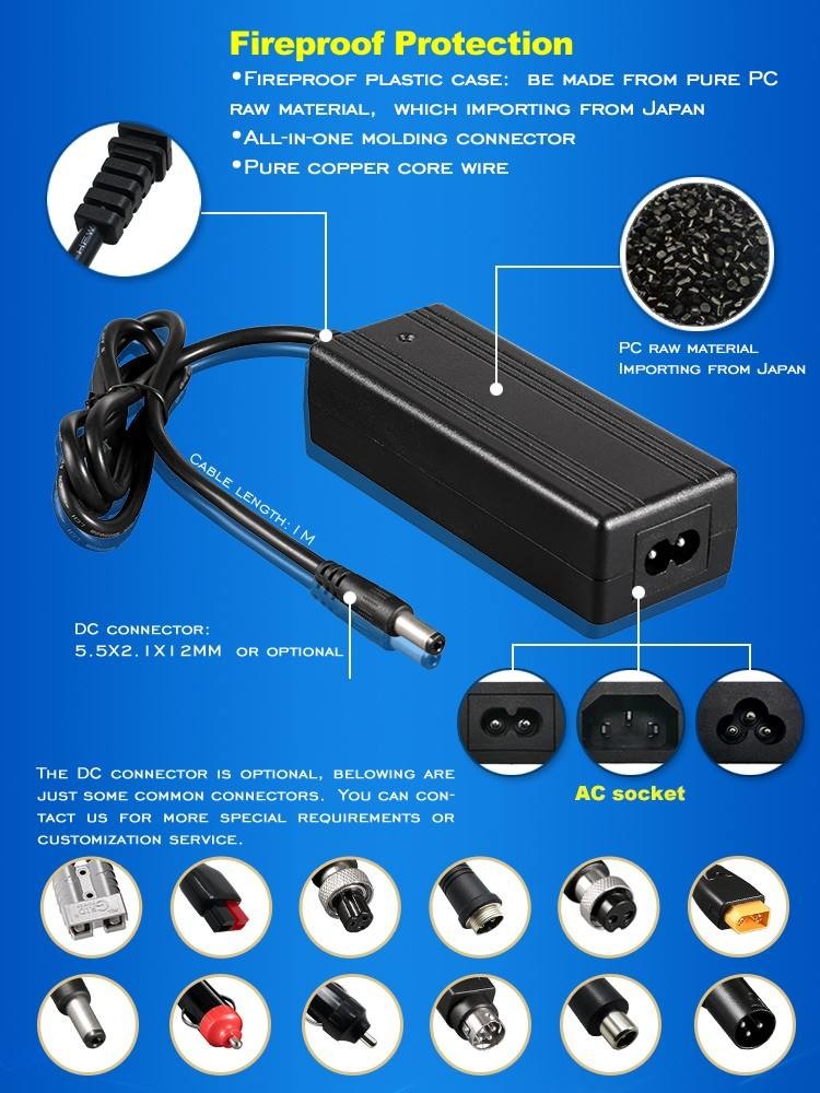 Motorcycle Ebike Electric Scooter Lithium Battery Charger 12V 24V 36V 48V 60V