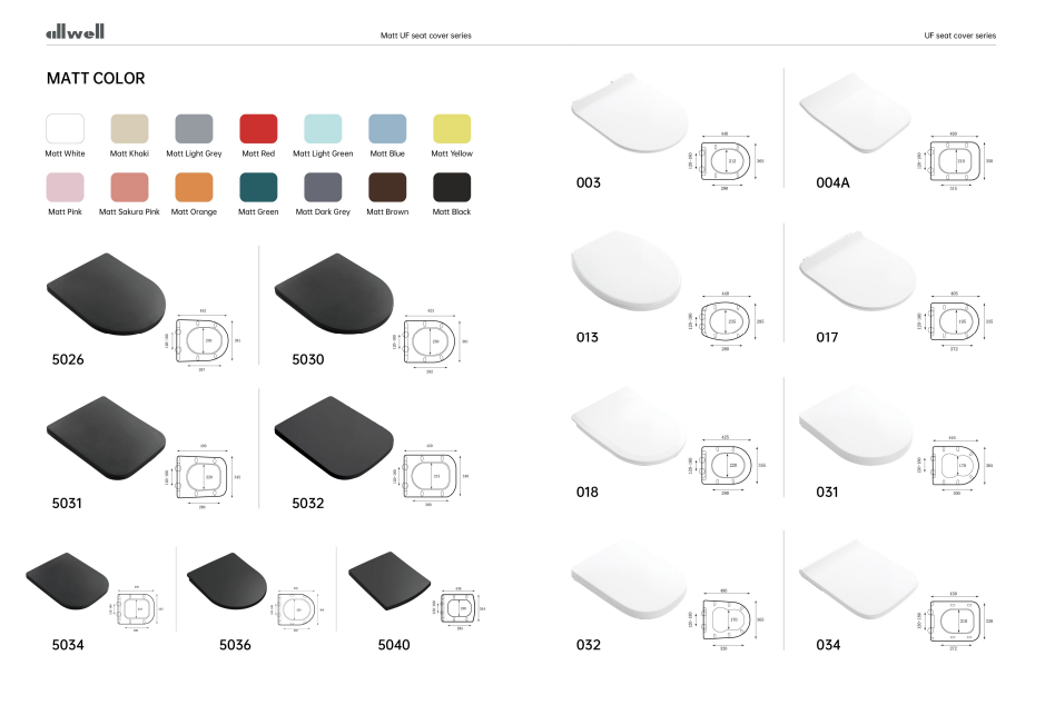 UF Slow Close Toilet Seat Lid Matt color For Modern Toilet