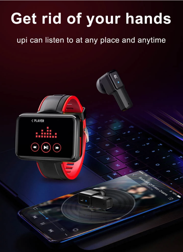 TWS Sport Smart Bracelet 2 In 1 TWS MP3 Ble Band With Earbuds Wristband Health Monitoring