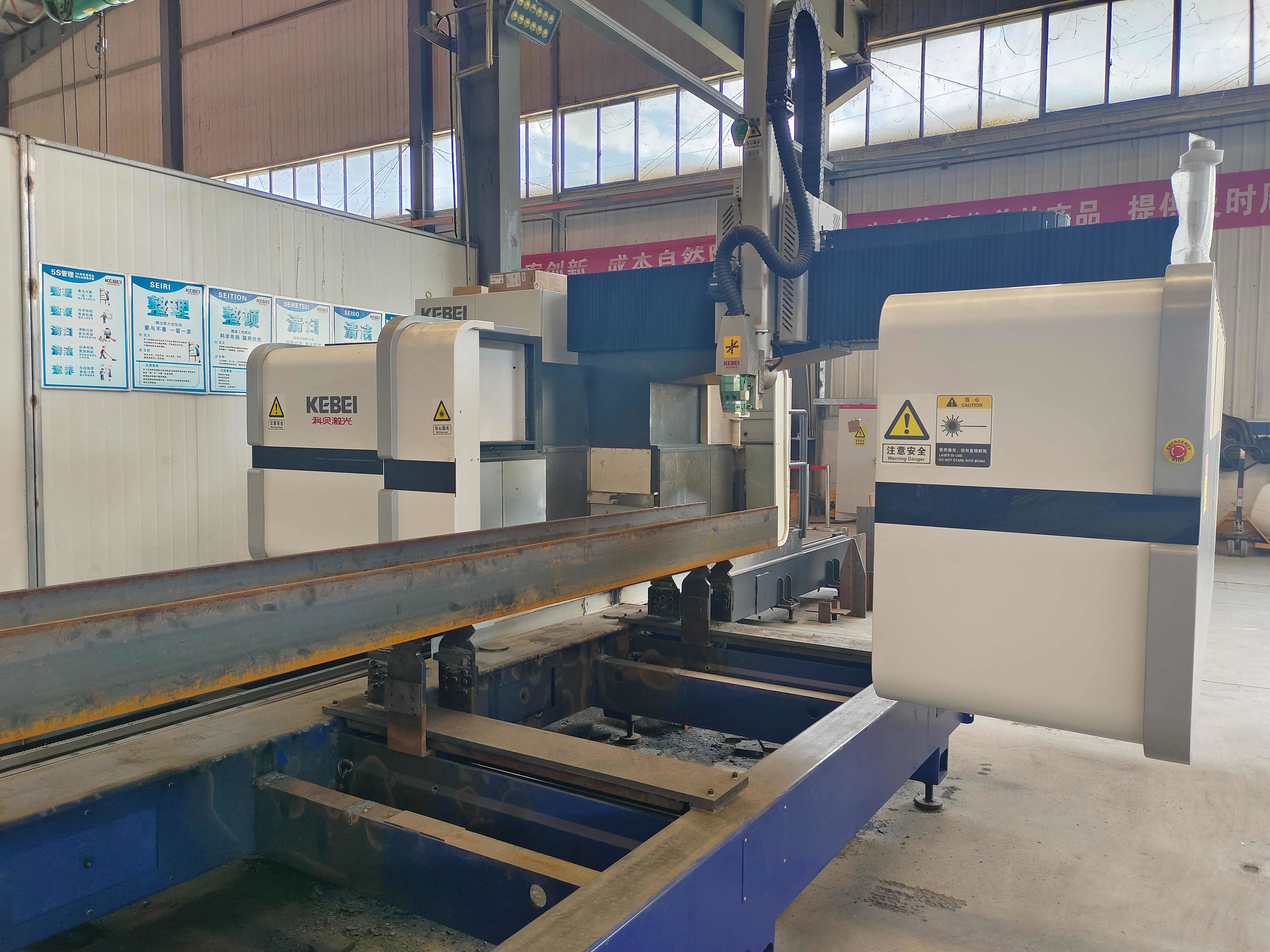 Metal Cutting H Beam Laser Cutting Machine With Repositioning Accuracy ±0.02mm And Power Supply AC380V 50Hz