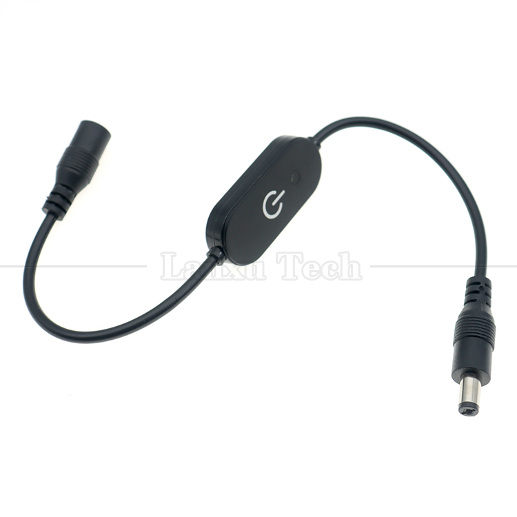 12V Male to Female 5.5x2.1 Barrel Jack DC Power Led Dimmer Switch Cable for Led Light
