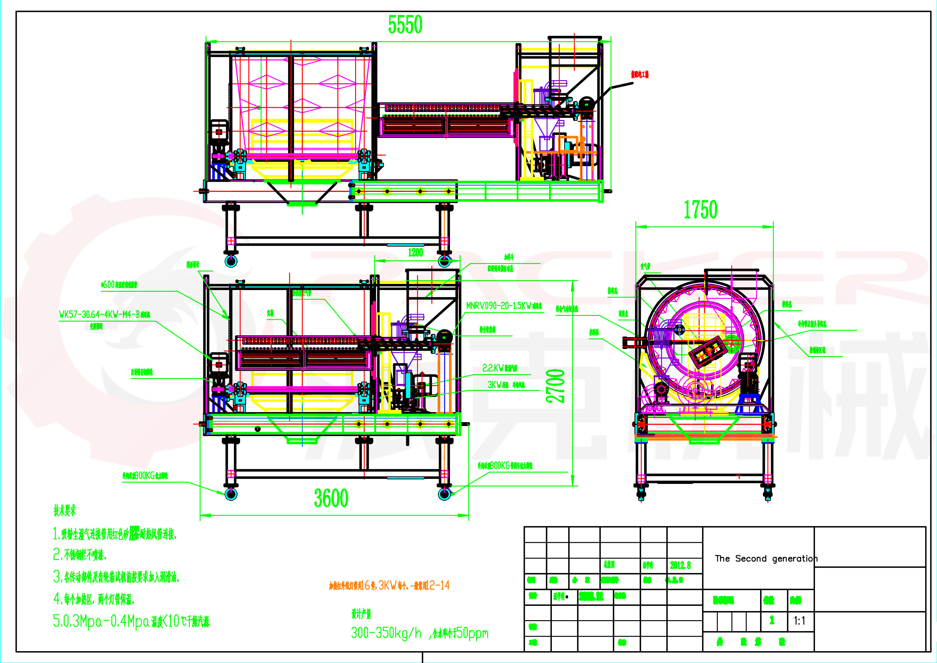Infrared PET Crystallizer Dryer 50PPM One Step Energy Saving 18-96KW Consumption