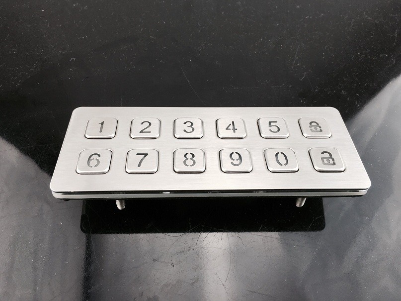higher quality 6X2 Layout numeric Metal Keypad With 12 flat key buttons for access control