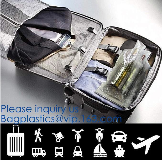 Bottle Protector Bubble Travel Bag,Travel Trip Bag With Bubble Inside And Double Zip lockks,Sleeve Travel Bag - Inner Skin