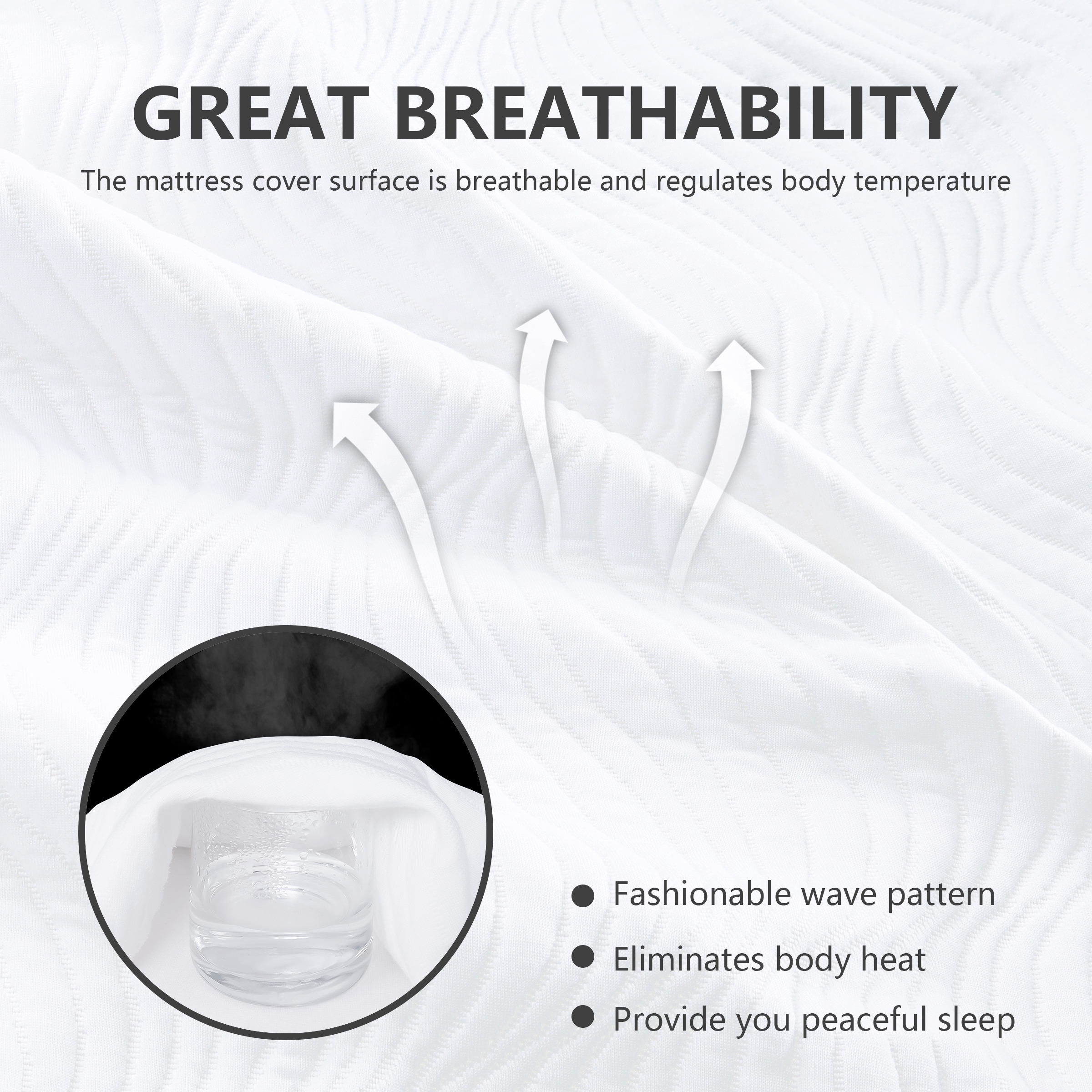 100% Polyester Fabric White Dropshipping Waterproof 3D Air Layer Bed Bug Mattress Cover