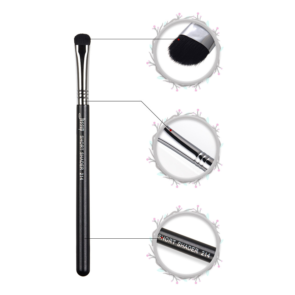 Precise Flat Head Eyeliner Makeup Brushes Wood Handle Short Shader Brush