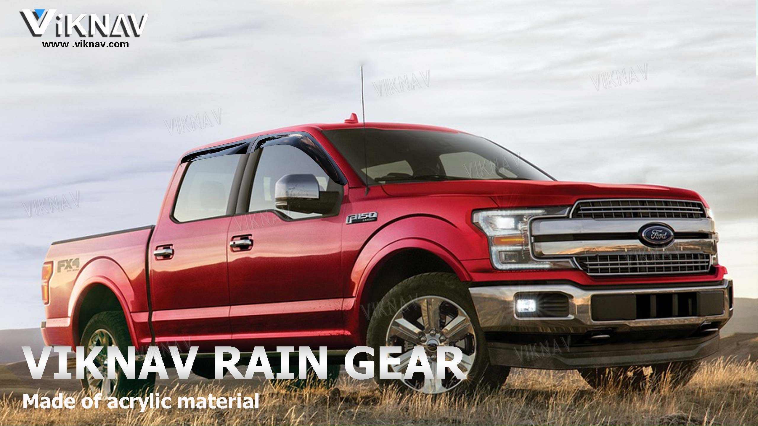 ViknavTruck Window Deflector for 2015-2023 Ford F150 Rain Guards Compatible With Ford F150 Raptor