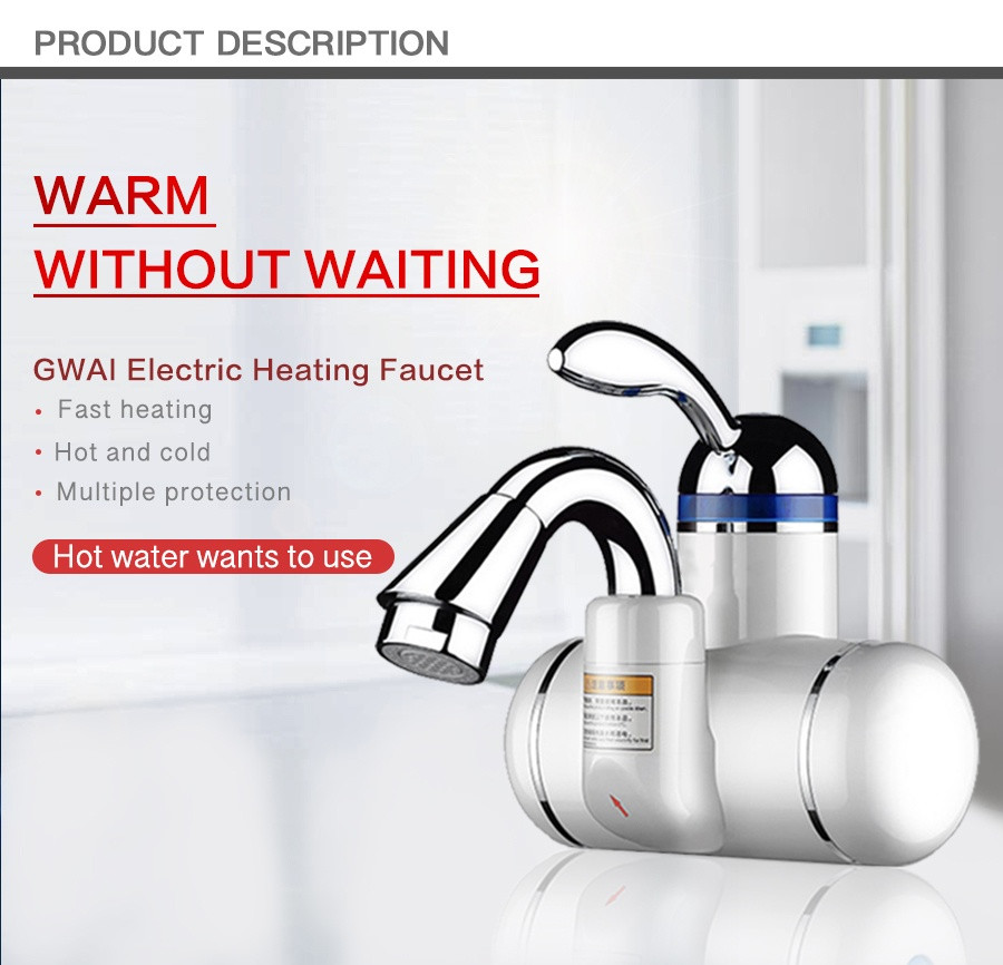 SS304 Tankless Hot Water Tap IPX4 Digital Control Electric Faucet 2-3L/Min