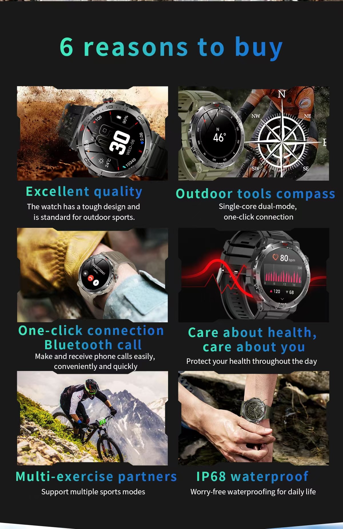 MK68 Men Smart Watch BT Call AMOLED Heart Rate Monitoring Healthy Sports Wristwatch