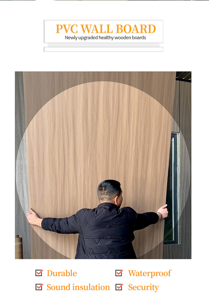 Waterproof And Mildew Proof Flat Wood Grain 1220mm Decorative PVC Wallboard Wall Panels