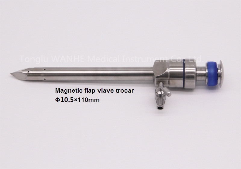 Laparoscopic Instrument Reusable Magnetic Flap Valve Trocar with Protection