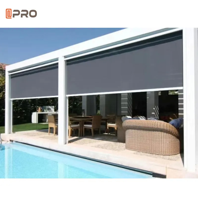Windproof Day And Night Roller Blinds Outdoor Motorized Tubular Motor