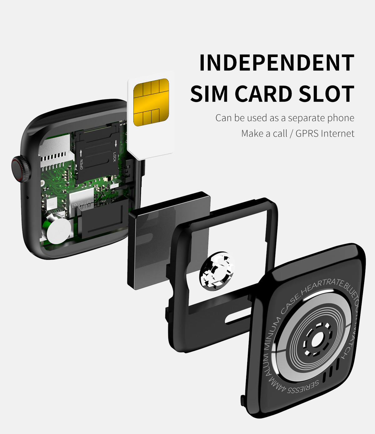 1.54 Inch Touch Screen Sim Card Slot Smart Watch IP68 Waterproof