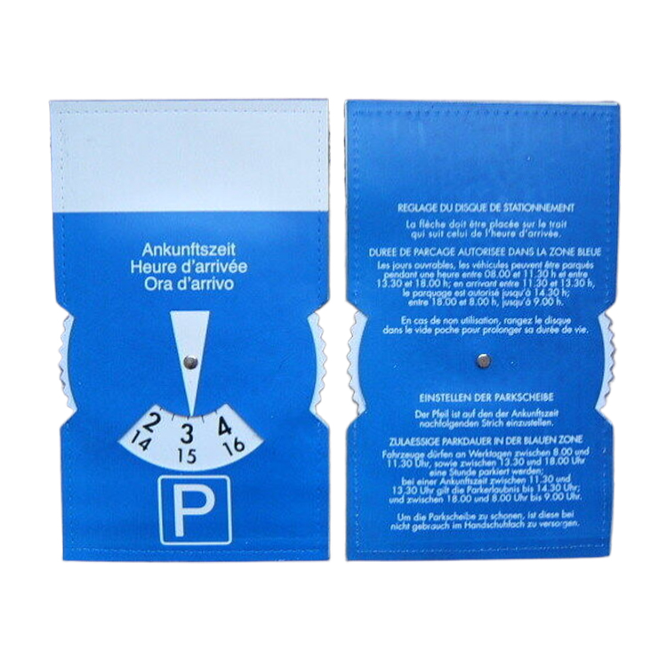 Universal Car Parking Disk HM108 with Customizable Blue Logo and Durable PVC Material