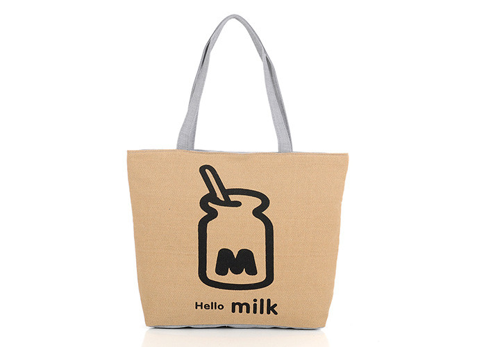 Shopping Stylish Tote Shopper Bag Canvas Eco Friendly With Zipper Closure