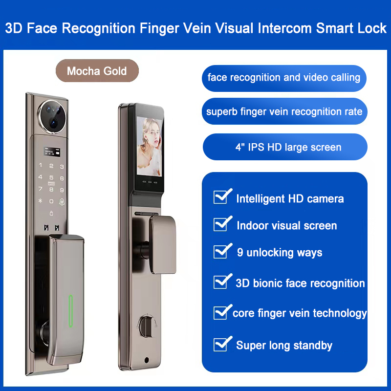 Automatic 3D Face Camera Tuya Cerradura inteligente Smart Locks With Video calling Camera Door lock