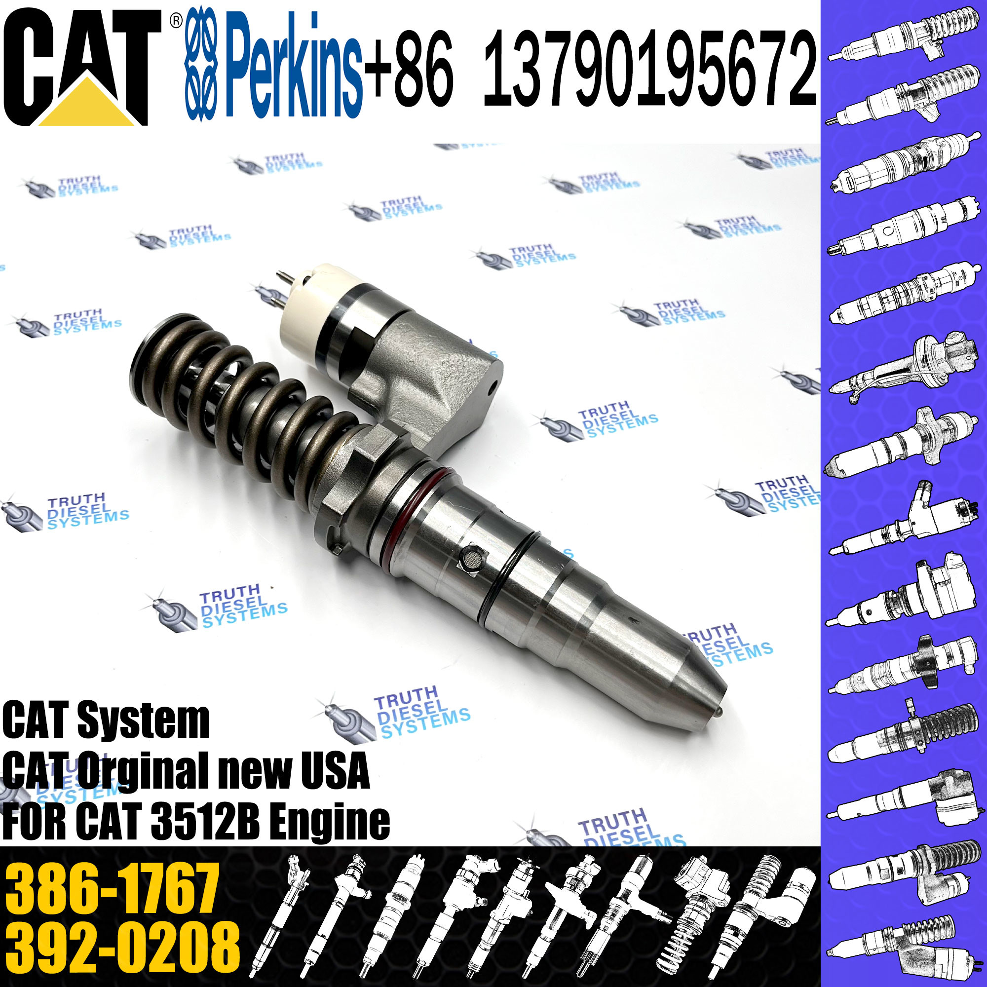 3512B Common Rail Fuel Injector 386-1767 379-0509 10R-3255 386-1758 392-0208 386-1760 20R-1272 392-2000 For C-A-T