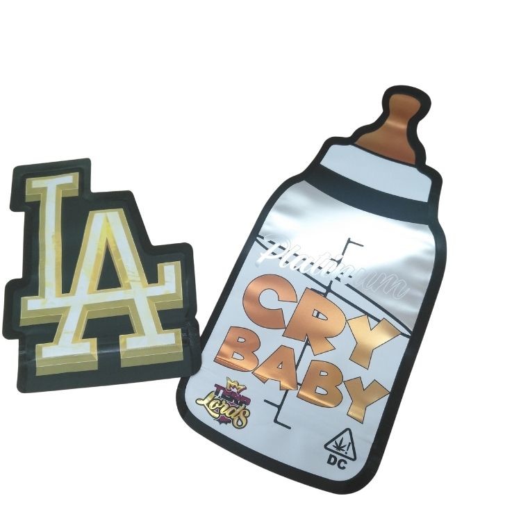 Custom Printed Matte Soft Touch Bag 3.5g Mylar Bags Digital Printed Holographic Die Cut Mylar ZiplockBag