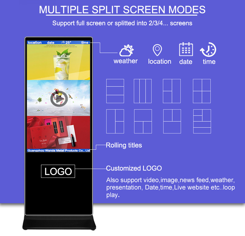 Screen Remote Update Monitor Indoor Digital Signage For Display