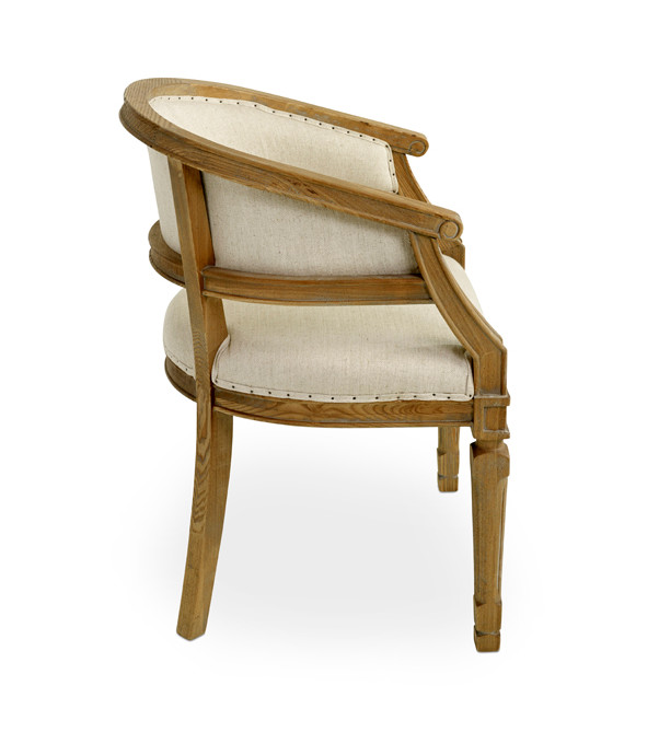 Corner solid oak wooden wedding chair with linen fabric for events and party rentals
