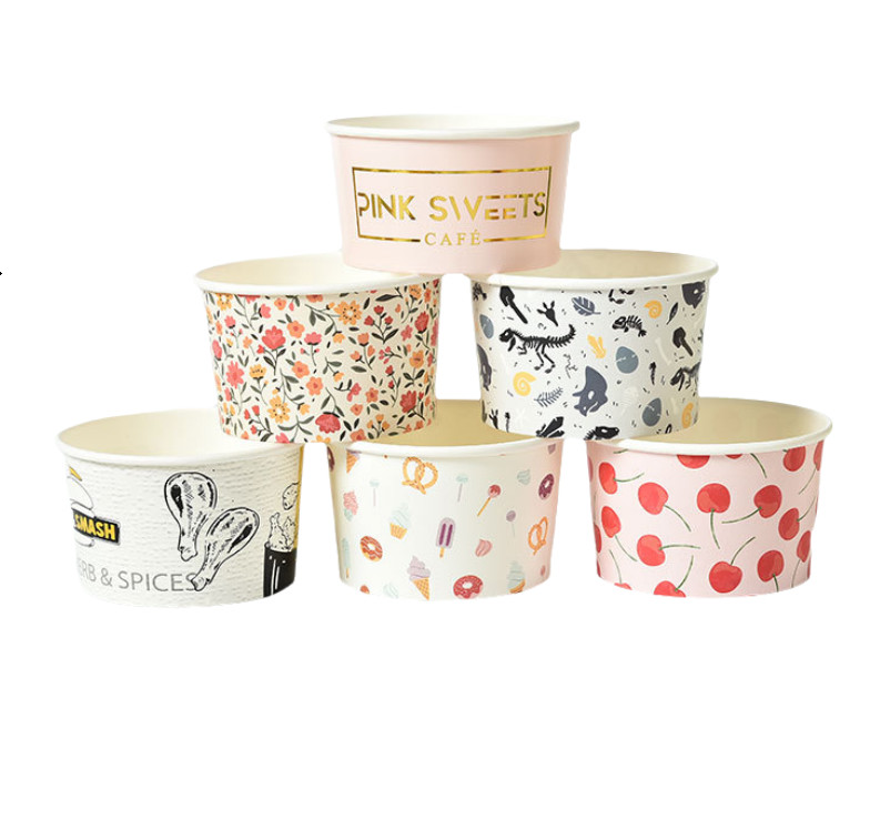 Disposable Food Grade Packaging Biodegradable Ice Cream Wrapping Paper Bowl Paper Cup