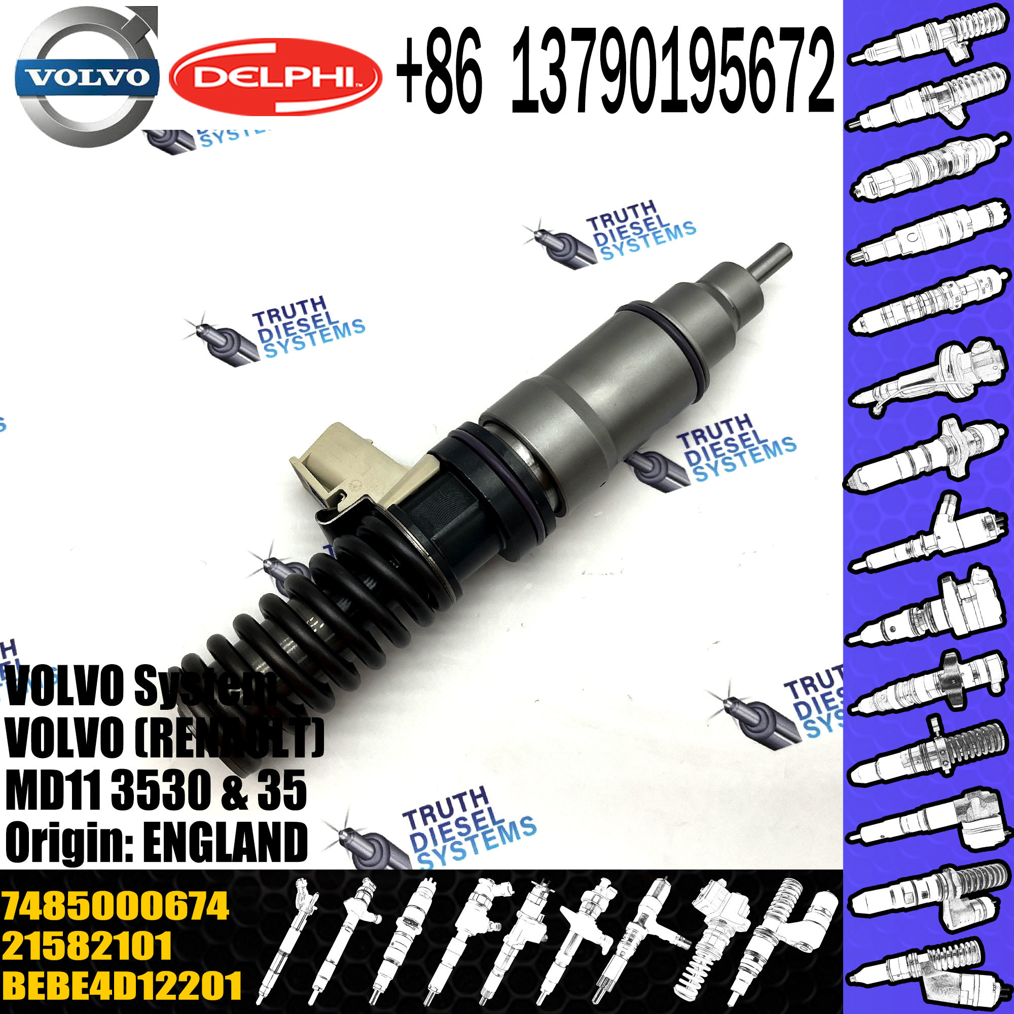 High Quality Diesel Fuel Injector 21582101 7485000674 BEBE4D12201 For VOL () MD11 3530 & 35