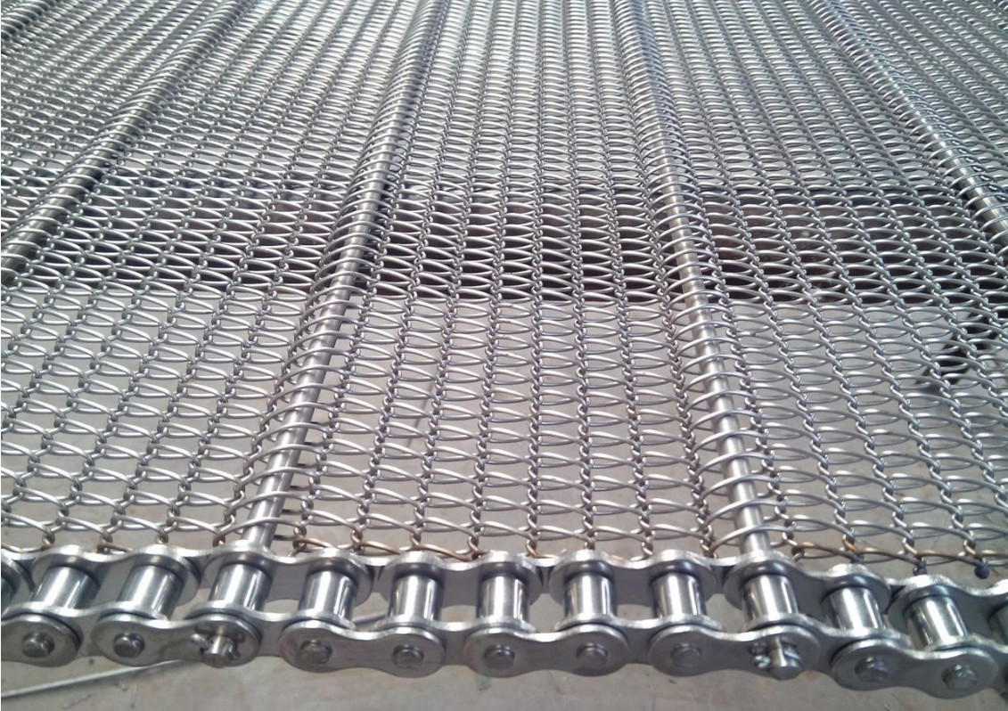 Weave Flexible 5mm Wire Mesh Belt SUS316 Stainless Steel Knuckled Selvedge