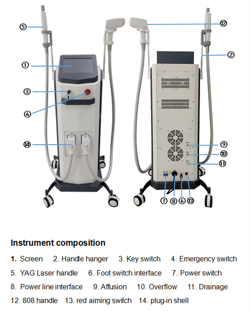 Professional 808nm Diode Laser 2 in 1 Hair Removal Picosecond Laser Tattoo Removal Device