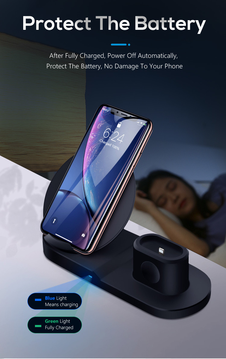 USB Cable 10mm ABS 5W 3 In 1 QI Wireless Charger