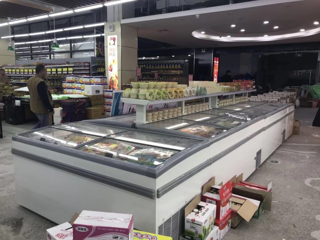 Open Top Plug In Compressor Danfoss Supermarket Island Freezer Commercial Refrigerator