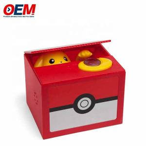  Cartoons Plastic Coin Bank PVC Pika With Lock Key Piggy Bank Plastic Manufactures