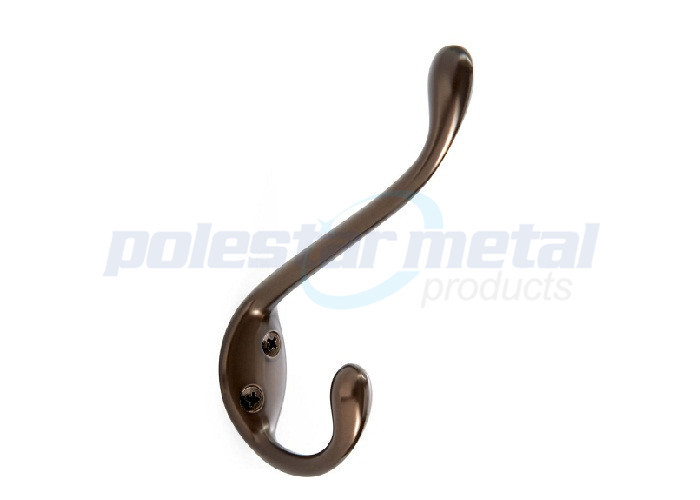 Zinc Alloy Decorative Door Hardware Polished Brass Double Prong Robe Hook 2-1/3"